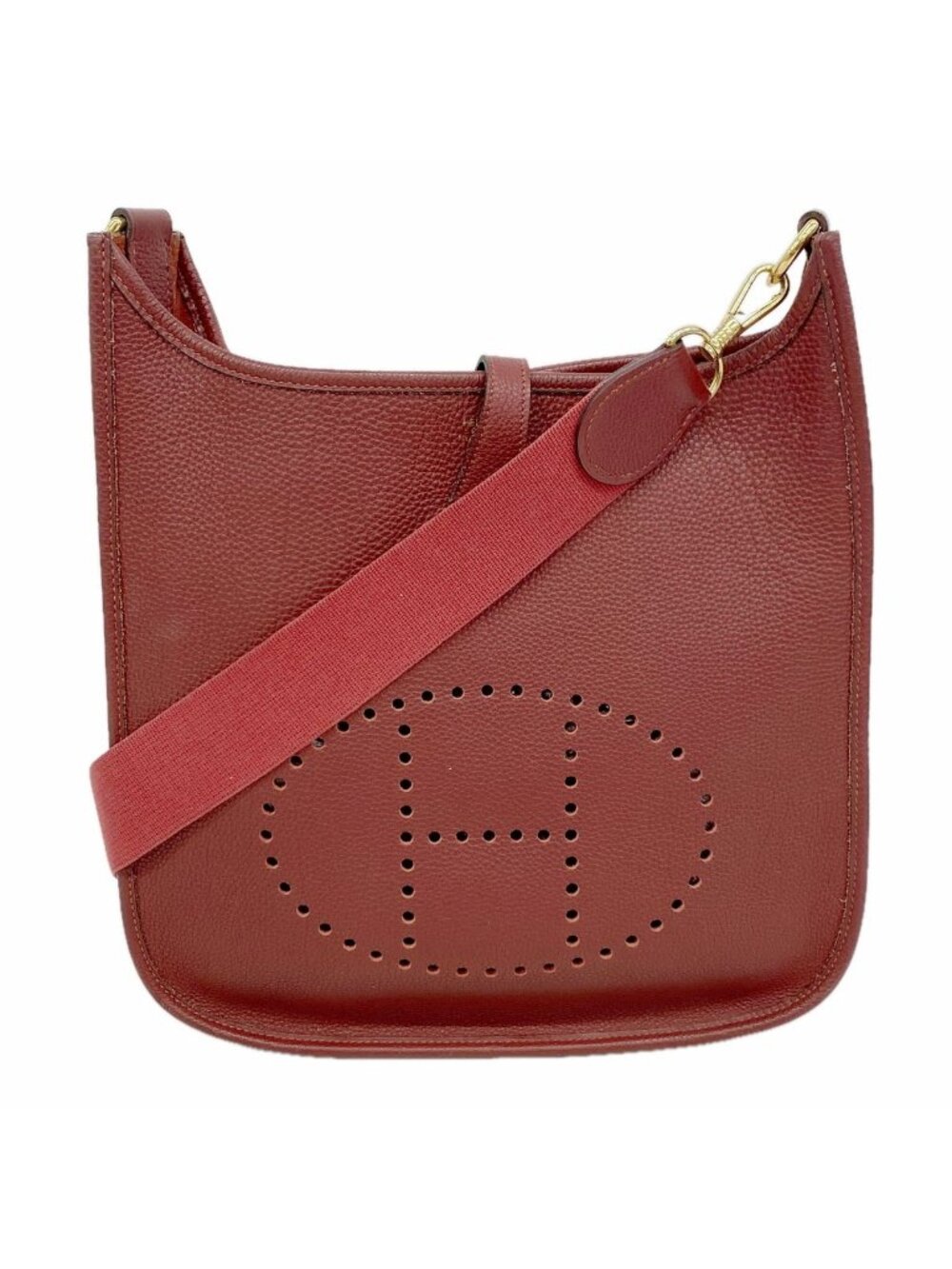 Hermes Shoulder Bag Evelyne Taurillon Clemence Rouge Ash Gold